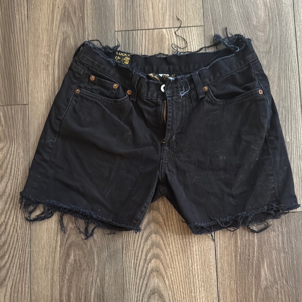 Lucky Brand Black Jean Shorts with Frayed Hem